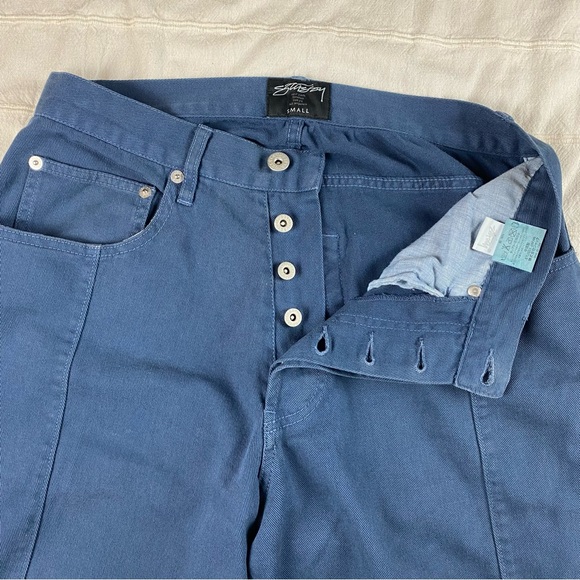 STUSSY Cropped Pants Women' Size Small 28x28 Straight Leg 100% Cotton Blue - Picture 5 of 15